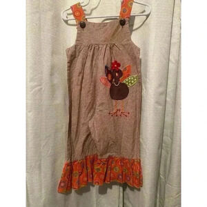 La Jenns Overalls Outfit‎ 12 Mo Baby Girls Big Ruffles Turkey Fall Thanksgiving